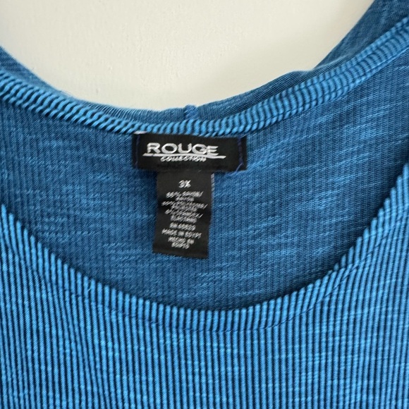 Rouge Collection Blue Ribbed Hooded Jersey Knit Maxi Dress Size 3X - Picture 3 of 4